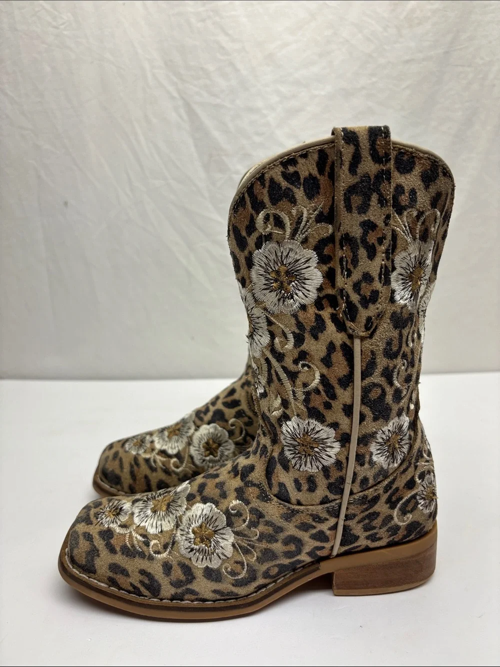 Dingo print animal and floral western boots for little girls SZ 2